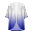 thumbnail image 5 of Ashirexll Cardigan for Women, Summer Fall Plus Size Gradient Soft Casual Mid Sleeve Jacket Cardigan Swimsuit Cover Up Blue A XL, 5 of 5