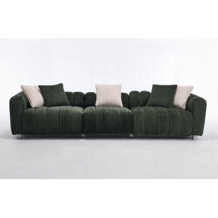 This 114" Corduroy Sofa Has a Solid Wooden Frame & Offers Cozy Seating