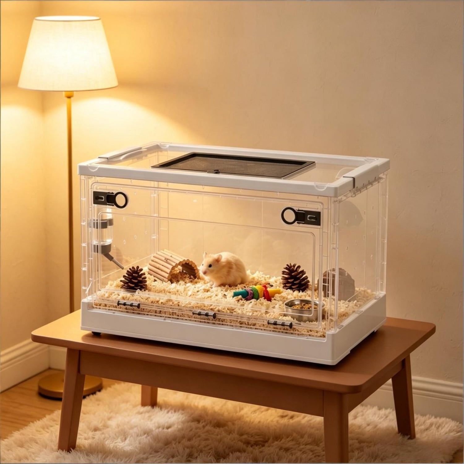FENGFAN Stackable Hamster Cage 21.7" Small Animal Habitat with Front Door 1 Pack