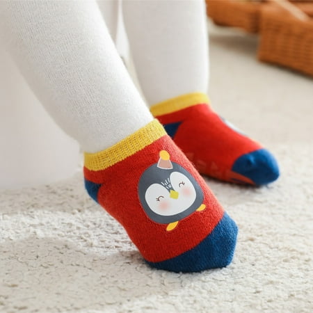 

TOWED22 Slippers For Toddler Boys Autumn And Winter Children Toddler Boys And Girls Socks Shoes Floor Sports Non Slip Warm Cute Red