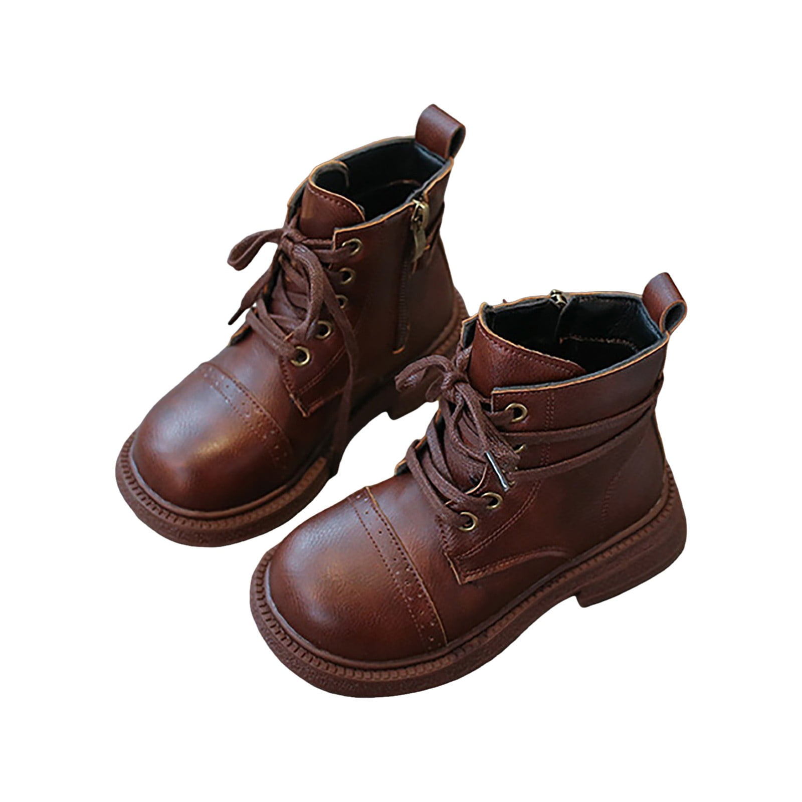 ⭐️BaSp★⭐️ CAICJ98 Girl Toddler Boots Side Zipper Combat Shoes with Lace Up