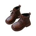 thumbnail image 3 of Povozer Kids Ankle Boots Boys Girls Side Zipper Lace up Work Boots Combat Boots(Brick Red,10.5-11 Years), 3 of 4