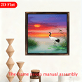 thumbnail image 4 of 12*12 inch wooden frame painting - Elegant Crane by the Lake. It can be used as a home decoration item or as a wonderful gift., 4 of 7