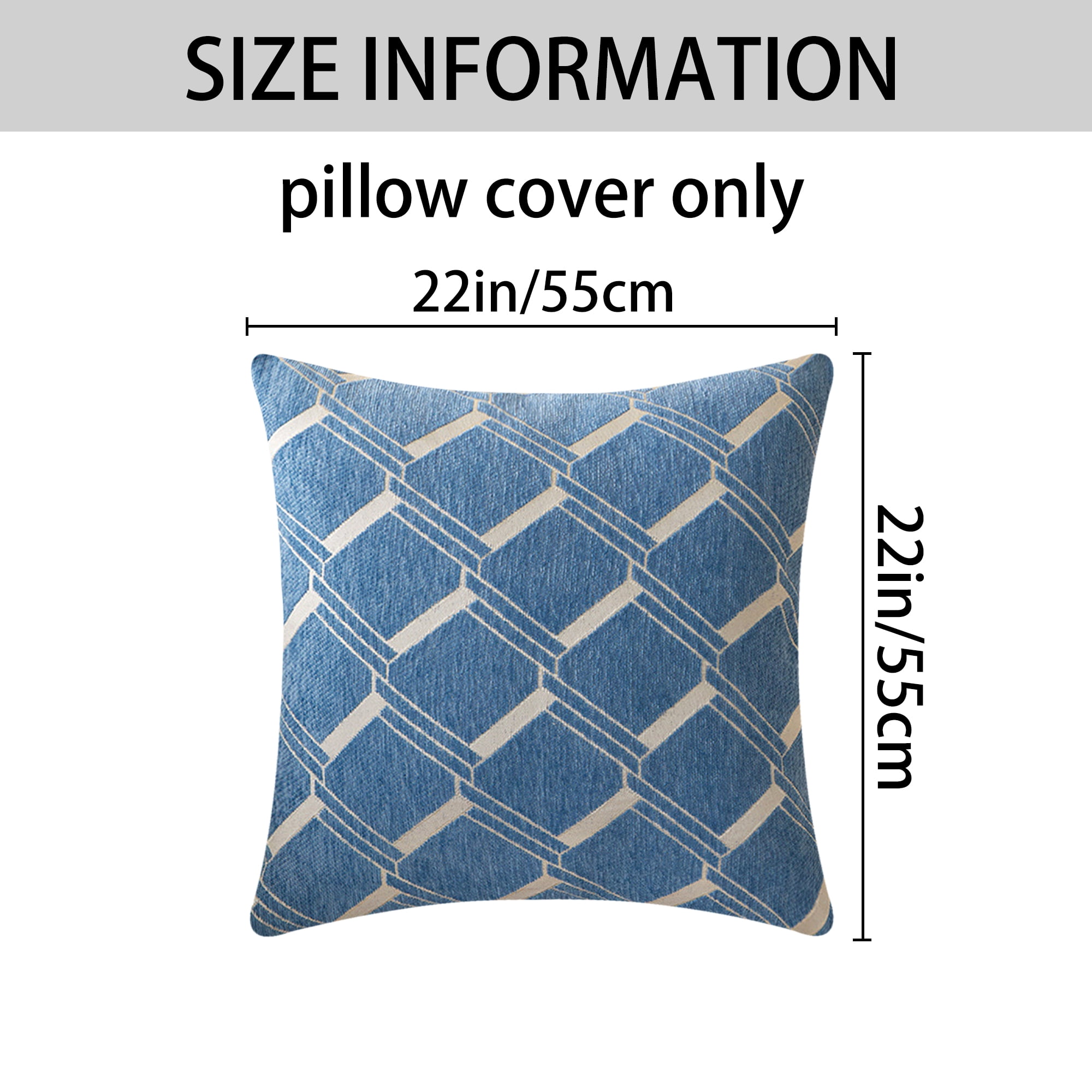 Unique Bargains 2 Packs Modern Geometric Throw Pillow Cover Navy Blue 22" x 22"