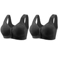 thumbnail image 2 of Jsaierl Womens Bras Front Closure Wireless Support T-shirt Bras Seamless Sexy Bralettes Elegant Daily Full Figure Bras 2 Packs, 2 of 4