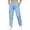 Blue, variant on Women's Button Zip Cargo Jogger Pants, Ghalytn Elastic Back Waist Multi-Pocket Casual Outdoor Tapered Trousers