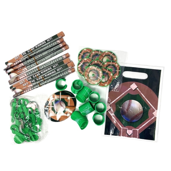 Baseball Party Activity Favor Treat Pack with Bags - 48 Piece Set