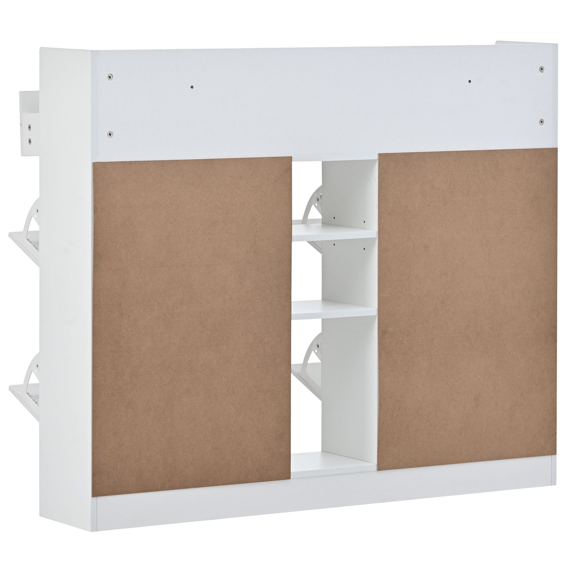 Aukfa Modern 4 Flip Drawers Shoe Cabinet for Entryway Free Standing Shoe Organizer - White