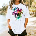 thumbnail image 2 of Staron Plus Size Women's Casual Floral Print Short Sleeve Round Neck Loose T-Shirt Top, White 4XL, 2 of 4