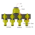 thumbnail image 2 of 4 Way Garden Hose Splitters Diverter Tap Hose Connector Hose Splitter Water Distributor with 4 Individual On-Off Switch for Outdoor Sprinkler Irrigation Systems, 2 of 7