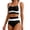 Black, variant on Women's Athletic Full Coverage Bikini Set Adjustable High Waisted Swimsuit Color Block Sport Swimwear