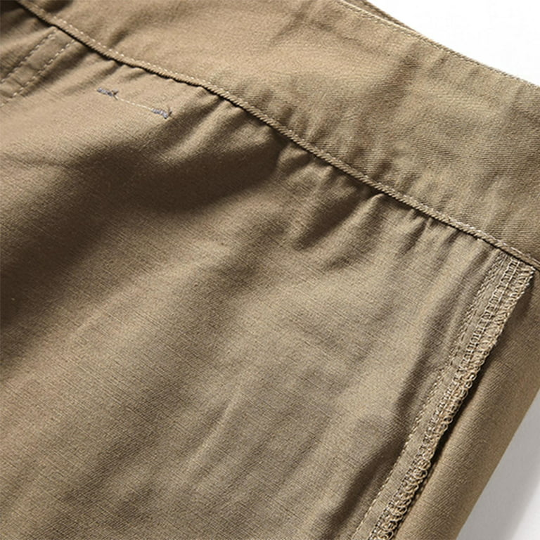 HAOTAGS Men's Tactical Ripstop Cargo Pants Zipper Closure Button Down  Casual Athletic Pants for Men Khaki Size XL 
