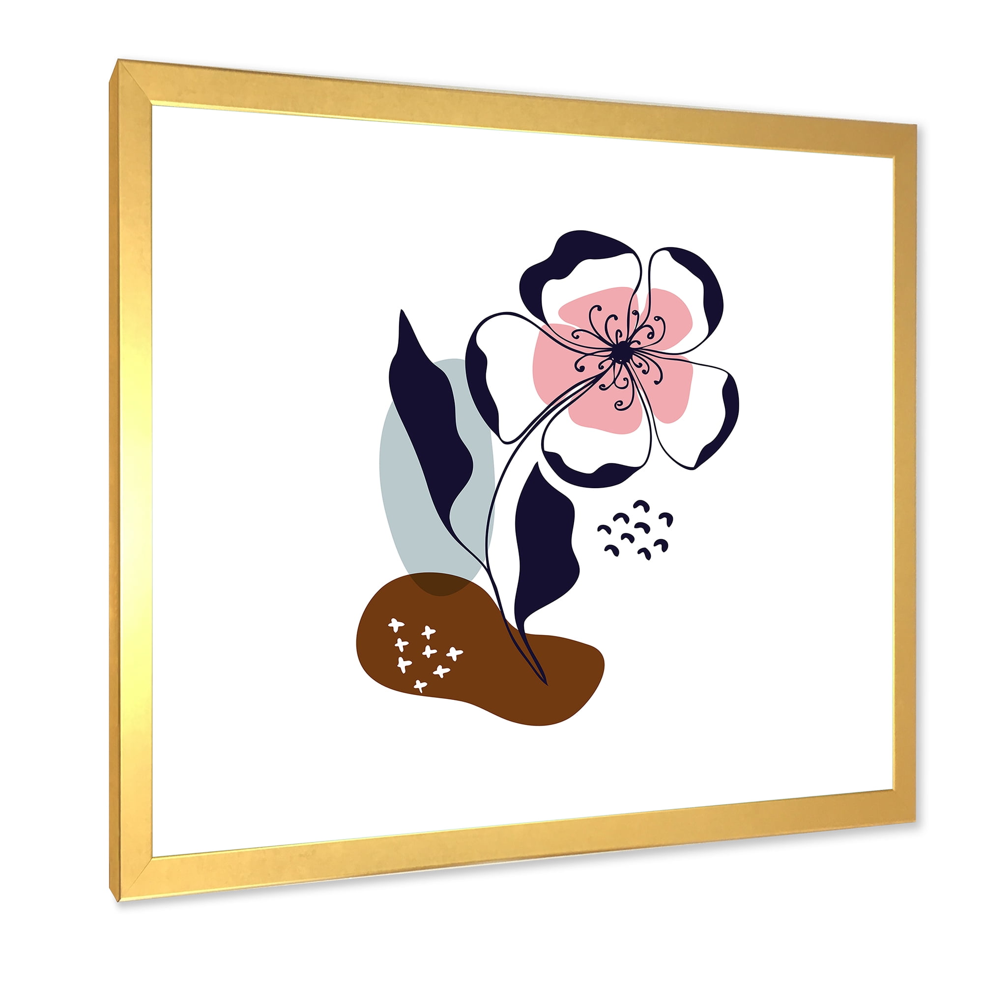 Designart 'Abstract Minimal Shapes Under Flowers IV' Modern Framed Art Print