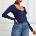 thumbnail image 3 of Summer Saving Clearance AXXD Big Saving For Mother,Solid Color Pullover Long Sleeve Jumpsuit Shorts for Women Casual Summer High Waisted Navy 12, 3 of 9