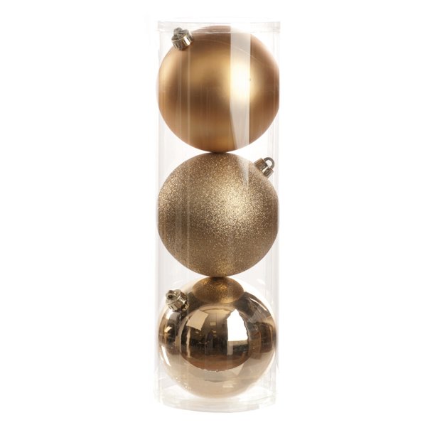Christmas Shop - Set de 3 bolas para árbol de navidad modelo brillante/mate/purpurina (Champán)