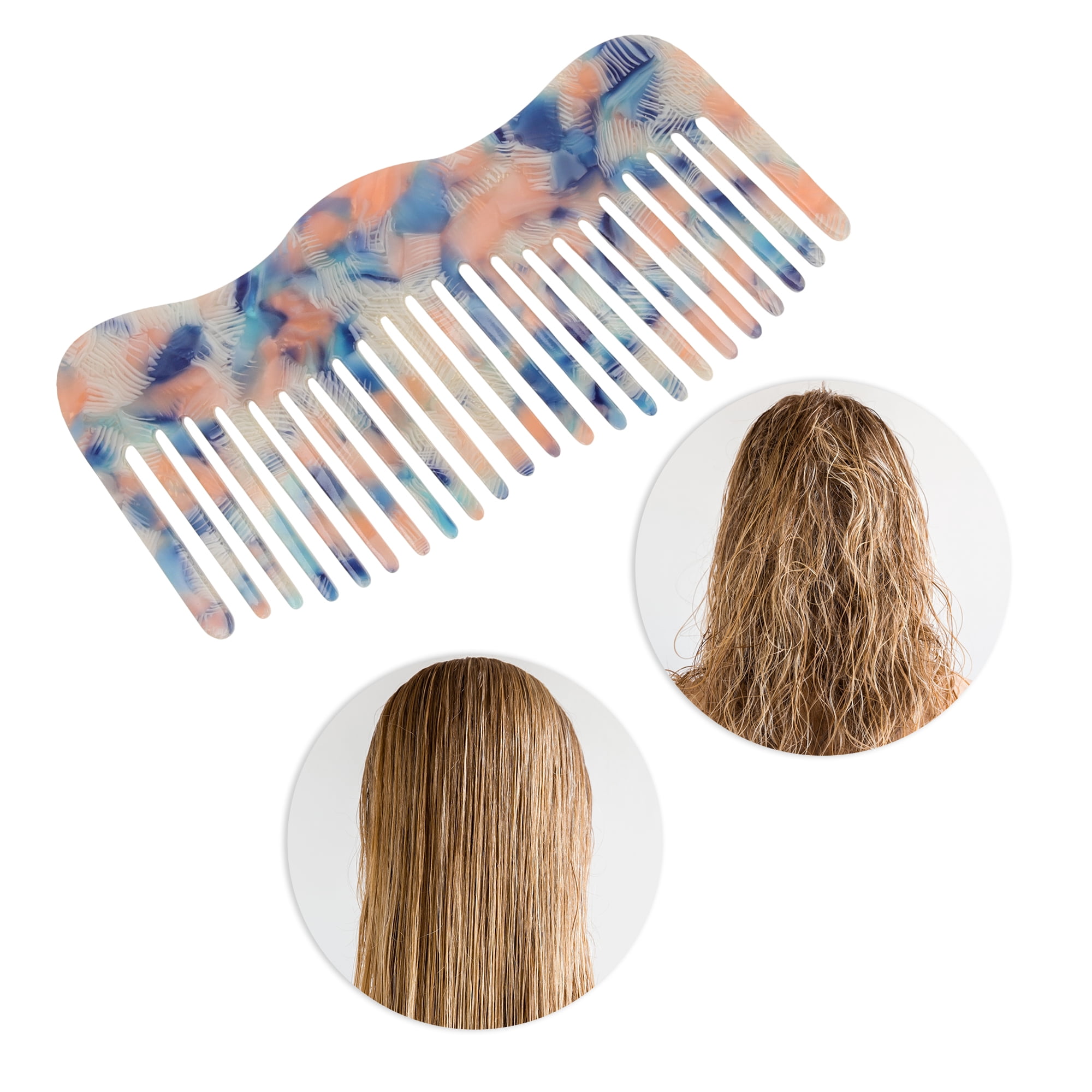 Unique Bargains 1 Pc Irregular Simplicity Hair Comb for All Hair Types Styles Blue, Black