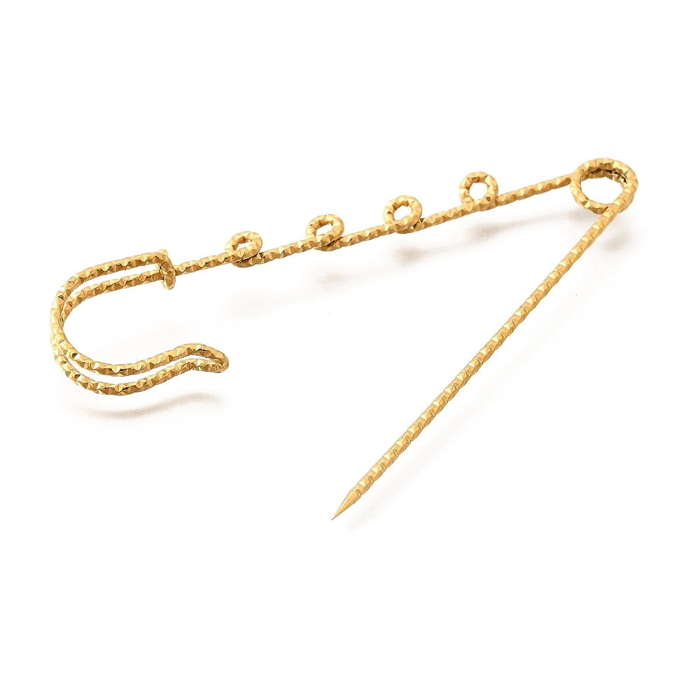 304 Stainless Steel Safety Pins Brooch Findings Ion Plating(IP) Kilt Pins with Four Loops for Lapel Pin Making Golden 19.5x70.5x5.5mm Hole: 2mm