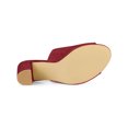 thumbnail image 5 of BLISSFUL STEP Women's Slide Heels Mules Slip on Block Heel Sandals Burgundy 9.5, 5 of 6