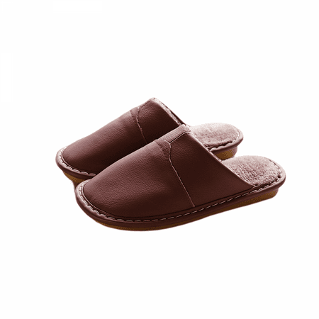 

Rush Genuine Cowhide Leather Slippers Non Slip Home Bedroom Shoes House Slippers Comfy Indoor Outdoor Shoes Slippers（6.5-7） S1779