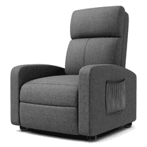 TLSUNNY Recliner Chair with Side Pocket, Adjustable Backrest & Footrest Linen Fabric Sofa, for Living Room,Home Theater