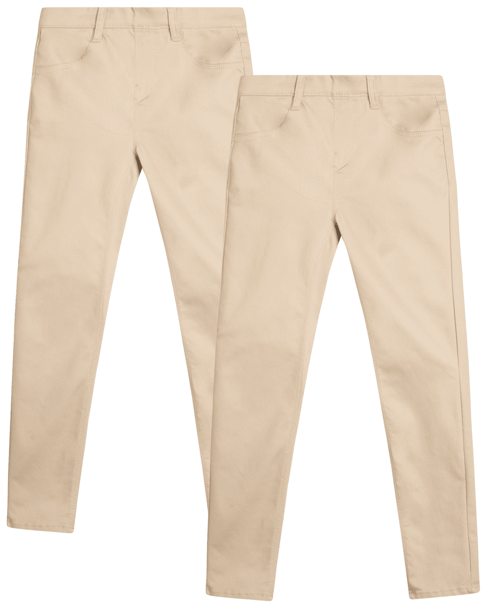 Beverly Hills Polo Club Girls' School Uniform Pants 2 Pack Stretch Khaki Jegging Leggings (4