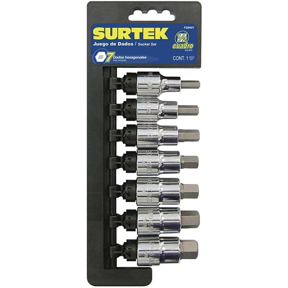 Juego De 7 Dados Surtek F58H01 Punta Hexagonal En Pulgadas 1/2In