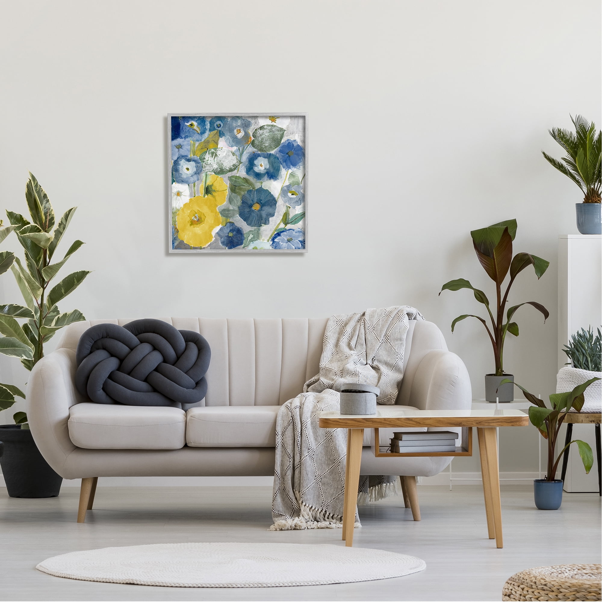 Stupell Industries Abstract Poppy Flowers Pattern Botanical & Floral Painting Gray Framed Art Print Wall Art