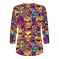 thumbnail image 5 of lcziwo Mardi Gras Shirts for Women 2025 Carnival Costumes Dressy Button Henley Tops Casual V Neck 3/4 Sleeve Parade Blouse Purple M Lightning Sales of Today, 5 of 6