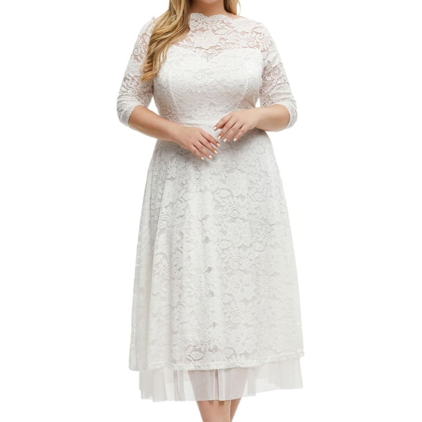 LLYwey Deals Dresses for Older Women Fashion Hollow Out Lace Long Dress  Evening Dress Party Dress New Work Dresses White 4Xl - Walmart Business  Supplies
