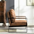 thumbnail image 3 of US Pride Furniture Hosam 25.4" PU/Microfiber Upholstery Metal Arms Chair Light Brown, 3 of 5