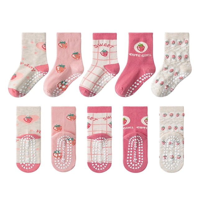 Pimfylm Girls Ruffle Socks Cute Toddler Girls Socks 12PC Children Socks Comfortable Soft Fashion Cute Cartoon Children Floor Socks Size for 3-5 Years,C