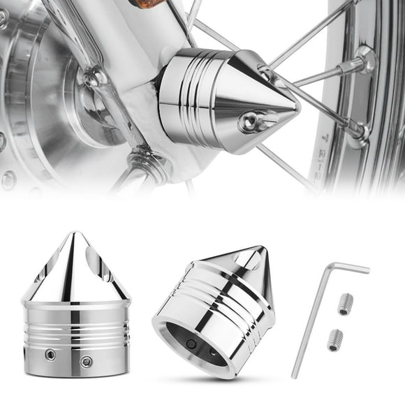PBYMT Chrome Front Axle Nut Cover Cap CNC Aluminum Compatible for Harley Davidson Softail Road King Street Electra Glide Fat Boy Iron 883 2002-2023