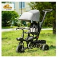thumbnail image 2 of Tricycle, 4 in 1 Foldable Trike with Reversible Seat, Adjustable Parent Handle, Safety Harness, Wheel Brakes, Removable Canopy, Storage, Tricycle for Toddlers 1-5 Years, Gray, 2 of 9