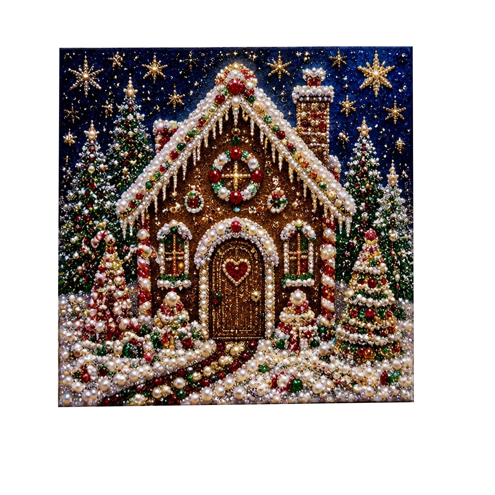 DIY Christmas Pearl Painting Art Kit Christmas Pearl Beads Art Craft Set Gemstone Dots Beads for Holiday Christmas Wall Decor Decoration Gift,C