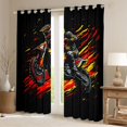 thumbnail image 2 of Castle Fairy Graffiti Dirt Bike Rider Black Out Curtains for Kids, Red Splash Print Curtains Pack of 2 (42x63 Each) for Bedroom, Red Yellow, 2 of 6