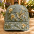 thumbnail image 6 of Women's Floral Hat Embroidered Butterfly Baseball Cap, Vintage Breathable Adjustable Garden Sun Cap, Dad Hat, 6 of 7