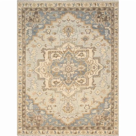 Pasargad Home PJT-1 9X12 Serapi Hand-Knotted Light Blue 100% Wool Area Rug- 9' 2'' X 12' 3''