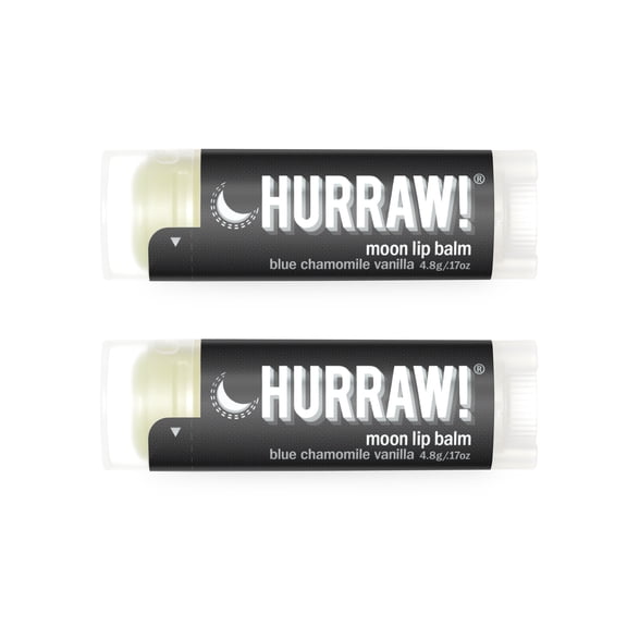Hurraw! Moon (blue chamomile, vanilla) Lip Balm, 2 Pack: Certified 100% Natural, Organic, Vegan.