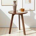thumbnail image 2 of Hassch Farmhouse Solid Wood Round Side Table in Walnut Finish, 3-Leg Small End Table w/ Non-slip Feetpads, Versatile Accent Table for Living Room, Bedroom, or Office, 2 of 8