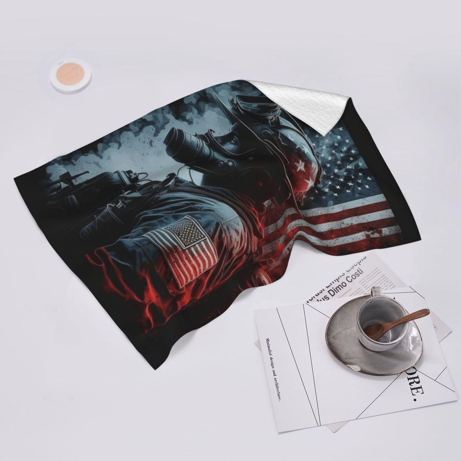 Fireman American Flag 27.5" x 16" Ultra Soft Hand Towel, Face Wash Cloth for Bathroom, Gym, Travel, Pool
