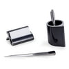 Bey-Berk Desk Organizer Set Silver/Black Stainless Steel (D170SET)