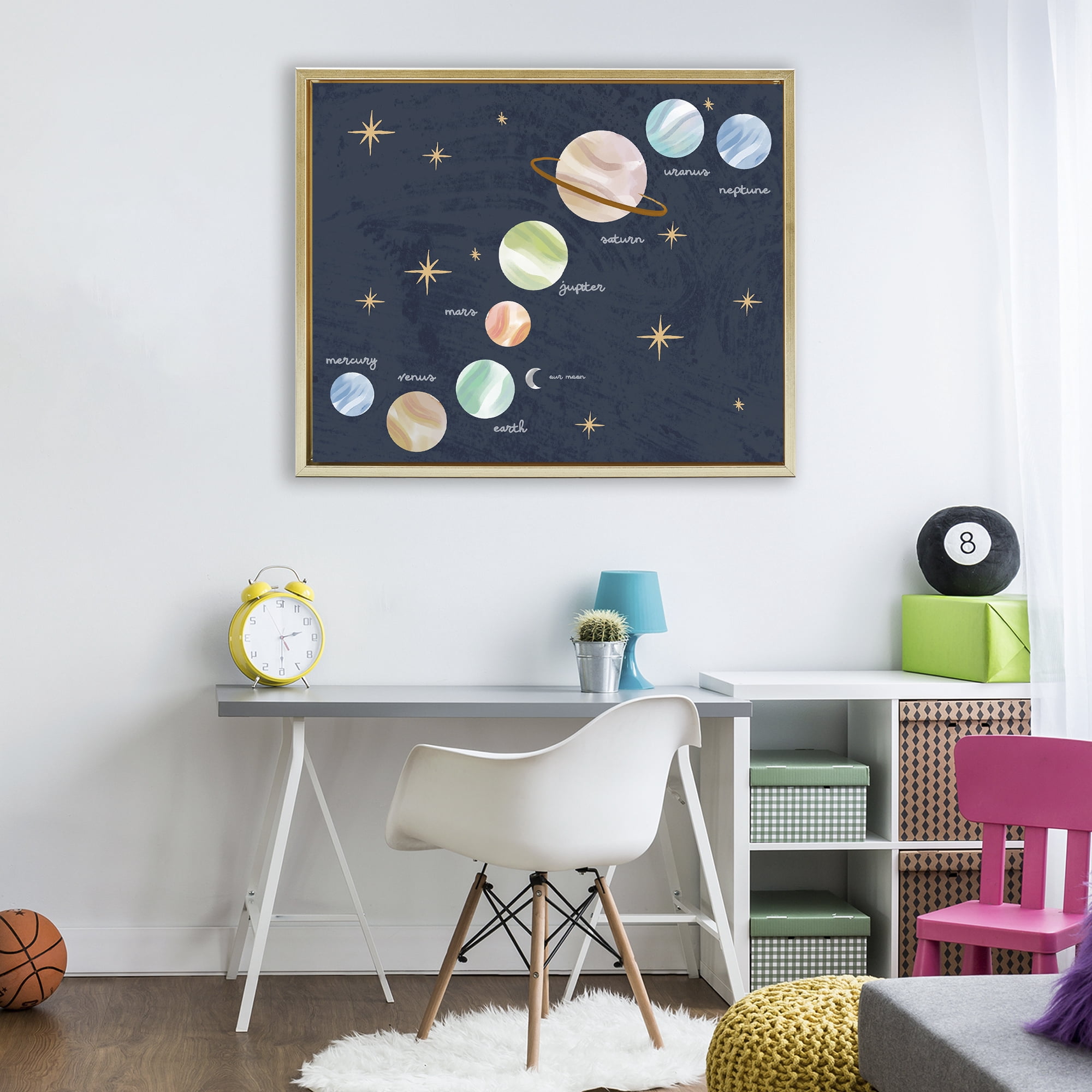 Stupell Industries Educational Space System Gold Framed Floater Canvas Wall Art, design by Lil' Rue