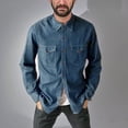thumbnail image 1 of pstuiky camisetas de manga larga para hombre, Camiseta lisa de manga larga con cuello vuelto para hombre, informal, elegante, cómoda, con bolsillos y botones, con capucha salir tops s, 1 of 6