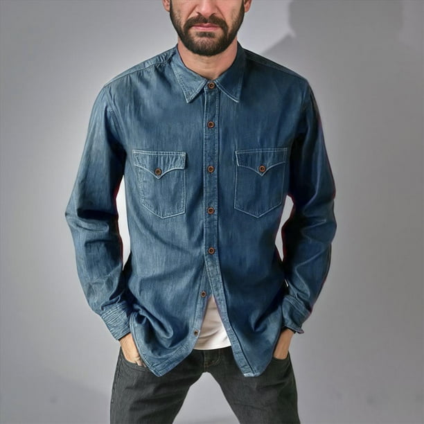pstuiky camisetas de manga larga para hombre, Camiseta lisa de manga larga con cuello vuelto para hombre, informal, elegante, cómoda, con bolsillos y botones, con capucha salir tops s