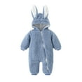 thumbnail image 2 of Hicidod Newborn Onesie Gender Neutral Cute Bunny Fleece Hooded Romper Zipper Fall Winter Warm Jumpsuit Outfits for Girls Boys, 2 of 3