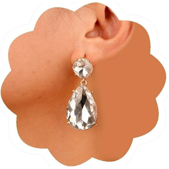 Boho Sparkling Crystal Teardrop Dangle Earrings Vintage Rhinestone Statement Earrings Bridal Wedding Prom Jewelry for Women
