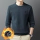 thumbnail image 4 of Suéter de invierno con forro polar para hombre, cuello redondo, suéter de punto de moda informal, parte inferior engrosada para hombre, 4 of 5
