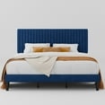 thumbnail image 4 of Allewie King Size Velvet Upholstered Platform Bed Frame with Adjustable Vertical Channel Tufted Headboard, Navy Blue, 4 of 12