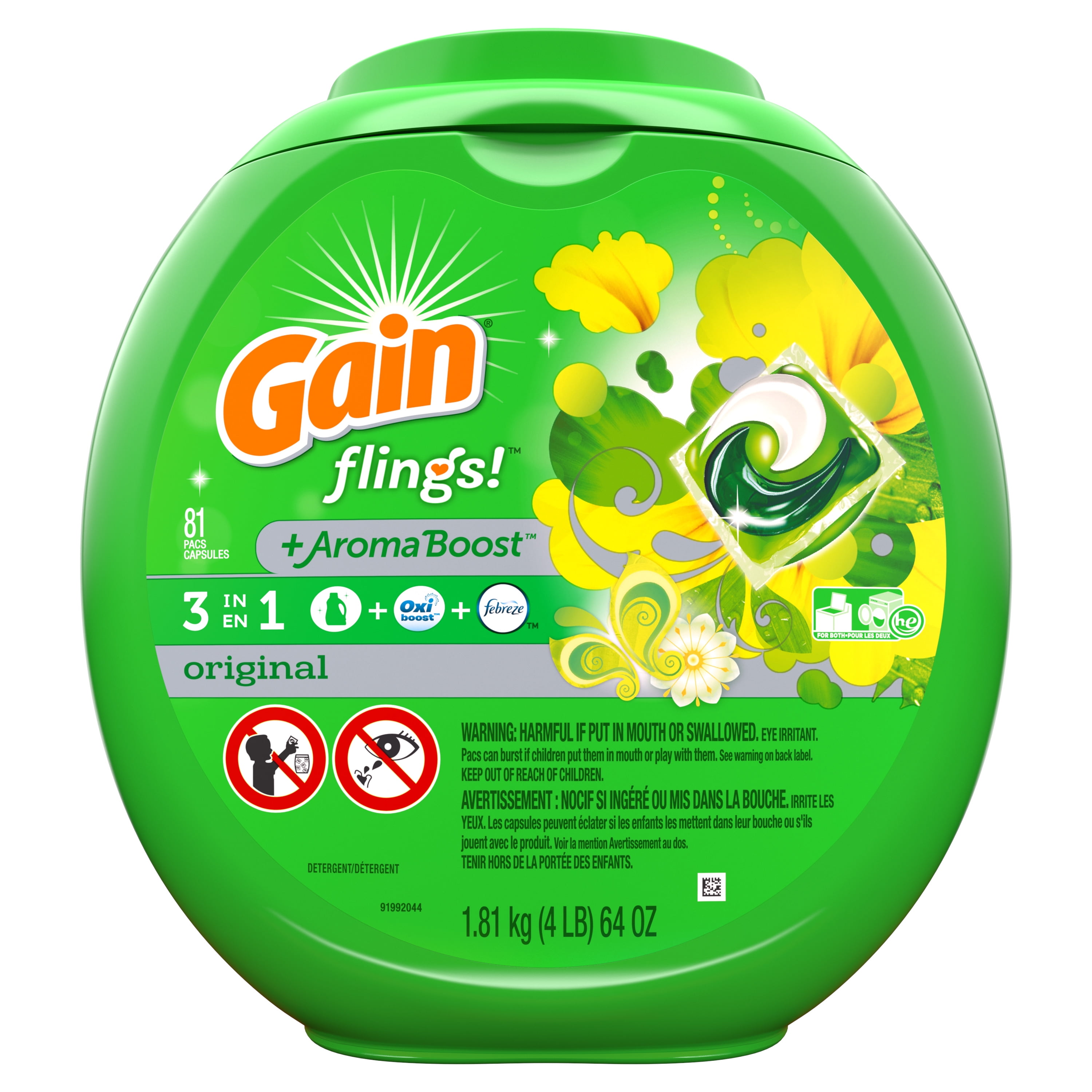 Gain Flings Original, Laundry Detergent Pacs, 81 ct.