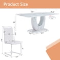 thumbnail image 2 of Dining Table Set for 8, Modern Kitchen Table Set with 71" Marble Rectangle Table and 8 PU Leather Upholstered Chairs, Big Kitchen Dining Table Set, White and Silver, 2 of 8